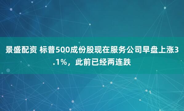 景盛配资 标普500成份股现在服务公司早盘上涨3.1%，此前已经两连跌